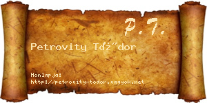 Petrovity Tódor névjegykártya